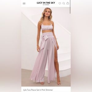 Lyla Two Piece Set in Pink Shimmer Small